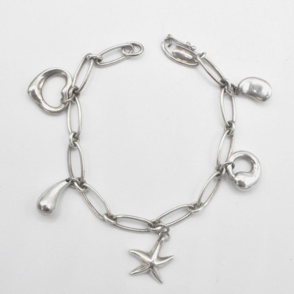 Authentic Vintage Tiffany & Co. Elsa Peretti Sterling Silver Charm Bracelet 7.5"